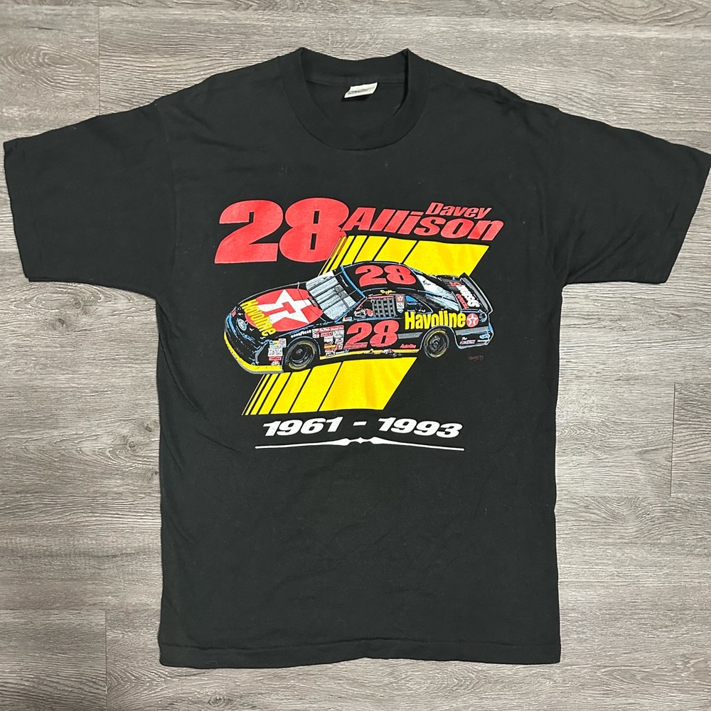 1990s - Vintage Davey Allison #28 Winston cup career victories Nascar t-Shirt
